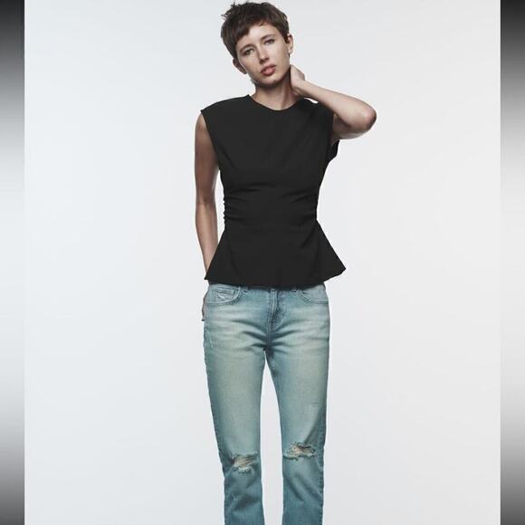 ZARA SIDE RUCHED TOP - SIZE M - BRAND NEW WITH TAG - Picture 2 of 12